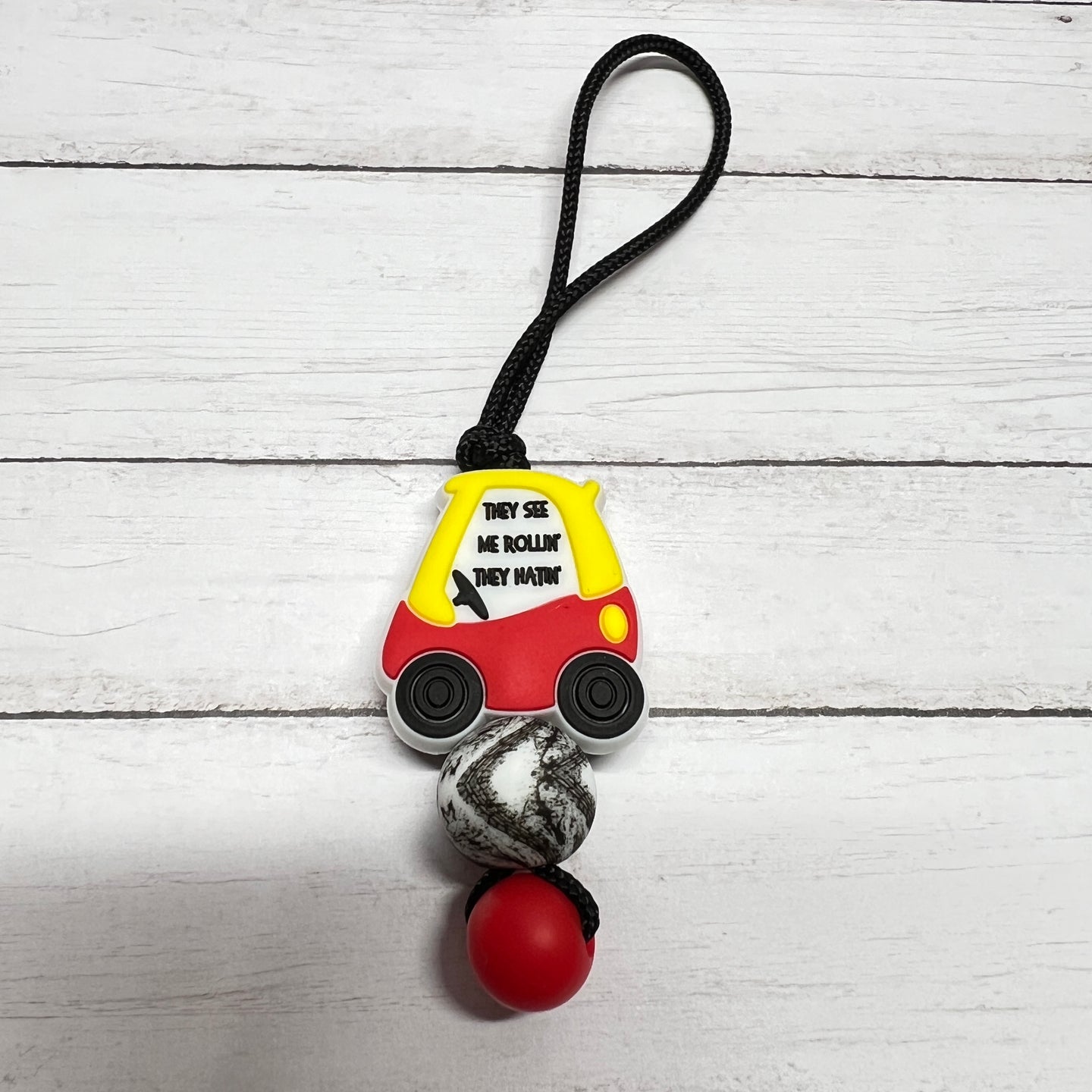 See Me Rollin Red Car Zipper Charm